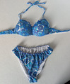 CALZEDONIA Bikini Cobey Set Oberteil + Hose Push-Up blau/weiß Gr. 80A/75B/70C M