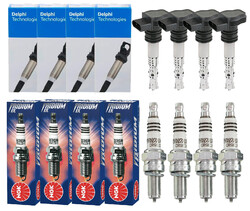4x DELPHI Zündspule +4x NGK Zündkerze Iridium IX passend für Fiat Doblo 119