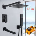 Unterputz Duscharmatur Schwarz 12''Set Regendusche Badewanne Armatur Kopfbrause