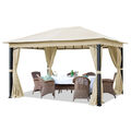 Gartenpavillon 3x4 m Pavillon Gartenzelt Partyzelt mit 4 Seitenteilen in beige