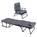 2in1 Garten Sonnen Liege grau - 181 cm - Camping Relax Stuhl m. Polster Auflage