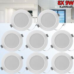 8x 9W LED Deckenleuchte Einbaustrahler Flach Panel Ultraslim Einbau Spot IP44 DE