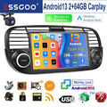 2+64G Android 13 Autoradio Carplay Für Fiat 500 2007-2015 GPS Navi WIFI + KAM FM