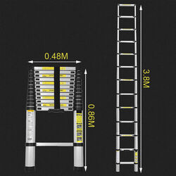 2,6m/3,2m/3,8m Klappbare Trittleiter Aluminiumleiter maximale Belastung 150 kg