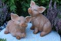 Steinfigur Schwein 2er Set, Ferkel Gartenfigur Gartendeko Geschenk Figur Tier