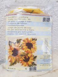 Stickpackung Kreuzstich  Stickkissen Sticken Kissen Sonnenblumen 40 x 40 cm