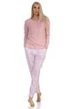 Damen Pyjama langarm, Pyjamahose mit seitlichen Streifen am Bein + Animal-Muster