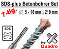 SDS-plus Betonbohrer Set 7-tlg Quadro Bohrer Hammerbohrer 5mm - 16mm x 210mm