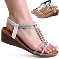 Damenschuhe Keilabsatz Sandalen Komfort Plateau Keilabsatz Sandaletten Glitzer 