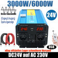 3000W 6000W 24V auf 230V Reiner Sinus Spannungswandler Wechselrichter USB 2AC