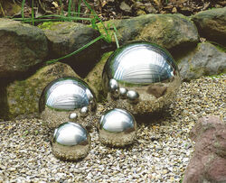 Dekokugel Edelstahl glänzend - 30 cm - Garten Deko Schwimm Kugel silber poliert