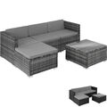 Poly Rattan Sitzgruppe Lounge Gartenmöbel Set Garten Garnitur Sofa Hocker Tisch