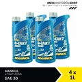 Mannol 4-Takt Agro SAE 30 Rasenmäheröl API SL JASO MA 4x1 Liter = 4 Liter