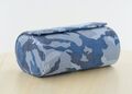 Uhrenbox Reisebox Uhrenrolle für 2 Uhren Camouflage Grau / Blau Velour geknöpft