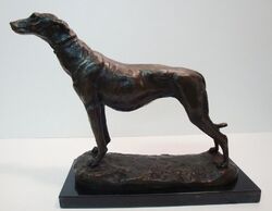 Statue Hund Windhund Wildlife Art Deco Stil Jugendstil Bronze signiert Scu