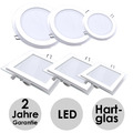 6W-15W LED Glas Panel Einbaustrahler Deckenlampe -leuchte rund eckig quadratisch