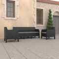 vidaXL 3-tlg. Garten-Lounge-Set mit Kissen PP Rattan Anthrazit NAR