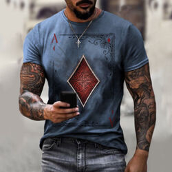 3D T-Shirt Herren Kurzarm Rundhals Lässig Slim Fit T-Shirt Übergröße / 丷