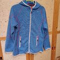 STUBAI Strickfleecejacke Damen Gr. 40, Blau meliert, mit Kapuze, wie neu