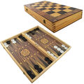 XXL Backgammon Schachspiel Holz Spielbrett 50x47 cm klappbar Dame Schach P-716