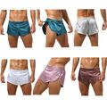 Herren Satin Boxer Briefs Shorts Elastischer Bund Unterwäsche mit Seitenschlitz