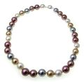 Collier Muschelkernperlen Multicolor 12 mm Silber 925/- Perlen Sterlingsilber Qu