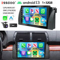 9" Carplay 1+32G Android13 Autoradio DAB+ Für BMW 5er E39 X5 E53 7er E38 KAM GPS