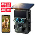 4K HD 60MP Solar Dual-Objektiv Wildkamera WLAN Jagdkamera Überwachungskamera DHL