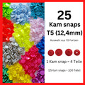 Kam Snaps 25 Stück Druckknöpfe T5  70 FARBEN ZUR AUSWAHL nähfrei Knöpfe original