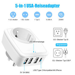 Reiseadapter DE auf USA UK GB England 3pin Steckdose Reisestecker Adapter Strom