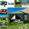 3x3m Faltpavillon Pavillon Gartenzelt Partyzelt mit 4 Seitenteilen Faltbar Grün