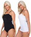 2-10-er Set Damen Unterhemd Sommer Top Spaghettiträger schwarz/weiss 36-58 S-3XL