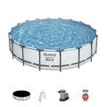 Bestway Frame Pool mit Filterpumpe Leiter Zubehör 549x122cm Steel Pro Set 56462