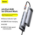 Baseus 8in1 HUB USB 3.0 4K HDMI TF RJ45 Adapter 100W Ladegerät für MacBook Air