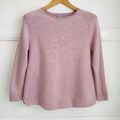 Pure Collection 100% Kaschmir Rundhals Pullover Damen 10 Baby Rosa Rippstrick