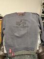 2 Alpha Industries Herren Pullover Grau/Grün Gr.L Sweatshirt