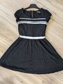 Jerseykleid, Orsay, Schwarz mit weißen Streifen, Gr. 34/XS