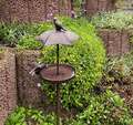 Vogeltränke Schirm Gartenstecker Vogelbad mit Dach Futterstation 112cm