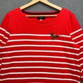 Joules Pullover Damen UK 10 rot gestreift Wurst Hund Dackel Baumwolle Hafen Welpe