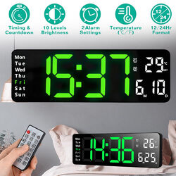Digital Wanduhr LED Alarm Wecker USB Wanduhr Datum Woche Temperatur Tischuhr DHL