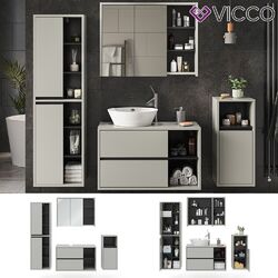 Badmöbel-Set Badezimmer-Möbel Bad-Schrank Viola Grau Anthrazit modern Vicco