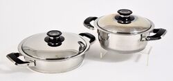 AMC Topf Set 2 x Kochtopf 24 cm 2,6 Liter + 20 cm 2,3 Liter Visiotherm Deckel