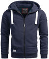 A. Salvarini Herren Pullover Langarm Sweatjacke Kapuzen Hoodie Biker O123 Navy