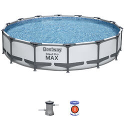 Bestway® Steel Pro MAX™ Frame Pool-Set mit Filterpumpe Ø 427 x 84 cm, lichtgr...