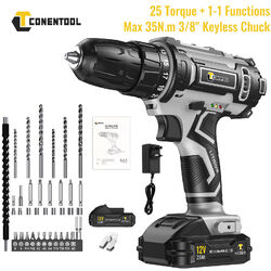 CONENTOOL 12/18/21V Akkuschrauber Set Akku-Bohrschrauber mit Akku und Ladegerät