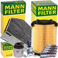 MANN FILTERSET+BOSCH ZÜNDKERZEN für 1.2+1.4 TSI TFSI AUDI A3 8P VW GOLF 6 TOURAN