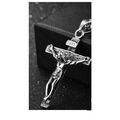 Halskette Edelstahl Anhänger Jesus Kreuz Kette Kruzifix Schmuck Damen Herren