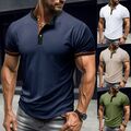 Herren Basic Top Kurzarm Henley T-Shirt Sommer Fitness Tee Shirt mit Knopfleiste