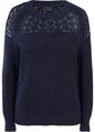 Baumwoll-Pullover mit Ajourmuster Gr. 40/42 Dunkelblau Damen Strickpullover Neu*