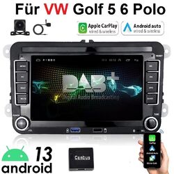 DAB+Android 13 Autoradio Carplay GPS Für VW Golf 5 6 Polo Touran Tiguan T5 Caddy